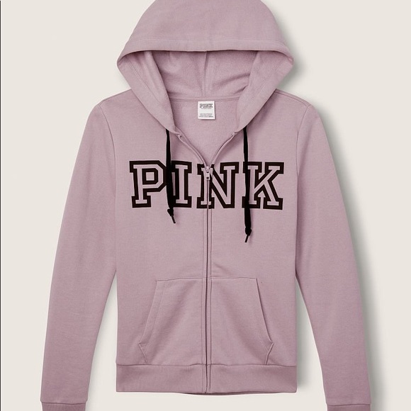 NEW VICTORIAS SECRET PINK FULL ZIP HOODIE. BEAUTIFUL LAVENDER - Picture 2 of 3